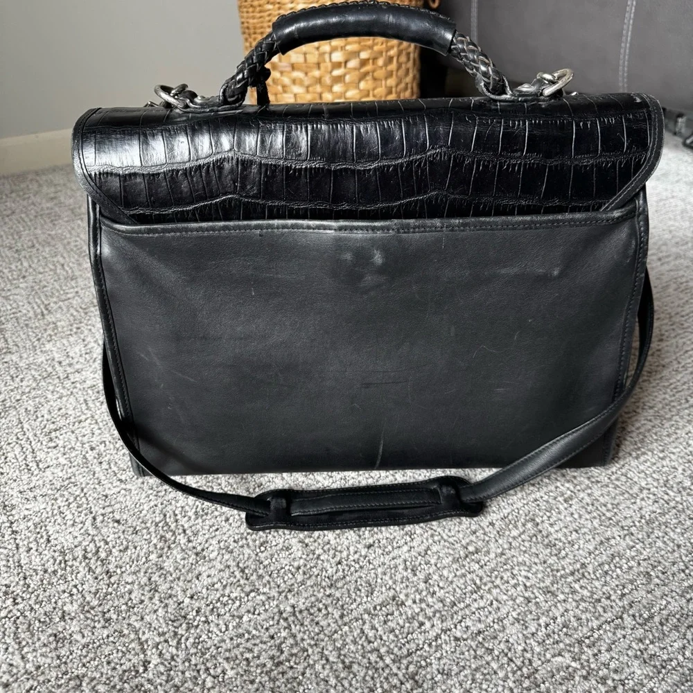 Brighton Croc Embossed Woven Weave Briefcase Laptop Bag